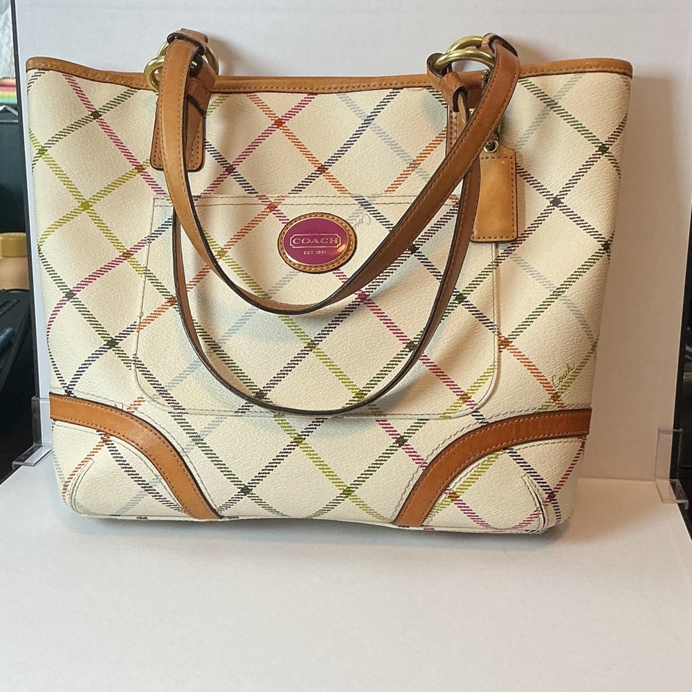 Coach 2013 Peyton Tattersall Plaid Tote